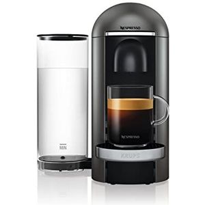 Krups Nespresso Vertuo Plus XN900T koffiecupmachine, Centrifusietechnologie, Roterende cups voor het perfect zetten van Alto, koffie, Gran Lungo, Espresso, Titanium/roestvrij staal