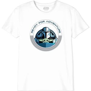 Star Wars Mandalorian - Ready for Adventure BOSWMANTS068 T-shirt voor jongens, wit, maat 14 jaar, Wit, 14 Jaren