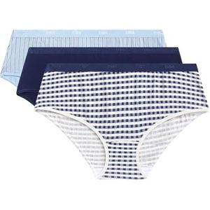 DIM Boxershorts voor dames, katoen, kleuren en motieven, 3 stuks, Zwart/Blauw/Grijs, S