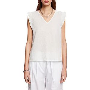 edc by ESPRIT Mouwloze blouse van een linnenmix, off-white, XL