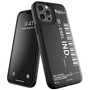 Diesel Ontworpen voor iPhone 12 Pro Max 6.7 case, gegoten kern, schokbestendig, valgeteste beschermhoes met verhoogde randen, zwart/wit