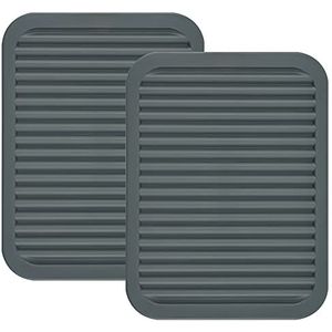 Lucky Plus Siliconen Rubber Trivet Mat voor Hot Pan en Pot Hot Pads Teller Mat Hittebestendige Tafelschotel Droogmat of Placemats 2 Pack, Grootte: 2 x 30 cm, Kleur: Grijs, Vorm: Rechthoekig