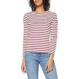 Armor Lux 04277, gestreept T-shirt met lange mouwen voor dames, Blanco (Wit/Braise 320), 36