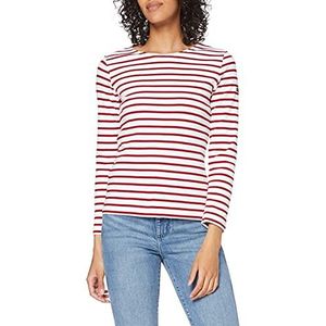 Armor Lux 04277, gestreept T-shirt met lange mouwen voor dames, Blanco (Wit/Braise 320), 36