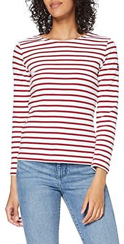 Armor Lux 04277, gestreept T-shirt met lange mouwen voor dames, Blanco (Wit/Braise 320), 36