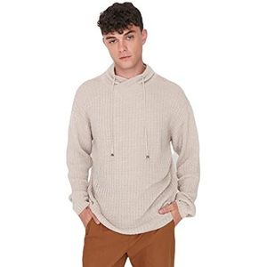 Trendyol Mannen Turndown kraag Plain Regular Sweater Sweater, Beige, S, Beige, S