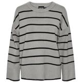 PIECES PCMATHILDE Gebreide damestrui, Medium Grey Melange/Stripes: zwart, XS