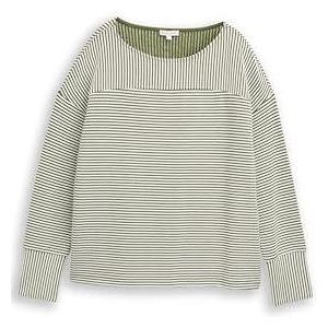 TOM TAILOR Sweatshirt voor dames, 38990 - Ivy Green Offwhite Stripe, XXL