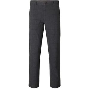 SELECTED HOMME Herenbroek, Grijs/Checks: navy, 34W / 32L