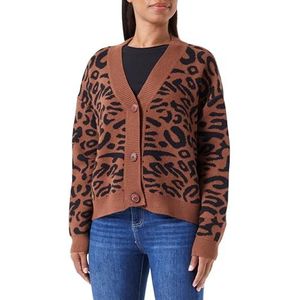 IDONY Dames Cardigan 10410581-ID02, bruin zwart, M/L, bruin/zwart, M/L