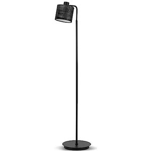 REV Staande lamp in leuke vintage look met voetschakelaar, vloerlamp voor woonkamer met fluwelen stoffen kap en E27-fitting, leeslamp, vloerlamp, zwart, als decoratie voor woonkamer en slaapkamer, 125