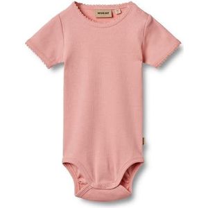 Wheat Romper s/s - Rib - Lace - Elisa - Rose - Wheat - 56 - Romper S/S