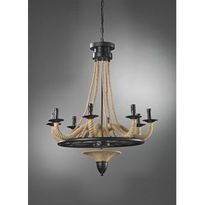 Onli Sandokan hanglamp E14, 6 W, zwart/touw, 66 x 138 cm, metaal; touw