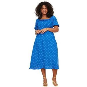 Trendyol Midi Bodycon getailleerde jurk voor dames, Ecru, 50