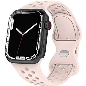 Compatibel met Apple Watch, sportarmband van siliconen, compatibel met Apple Watch 42 mm, 44 mm, 45 mm, compatibel met iWatch serie 8/7/6/5/4/3/2/1/SE, roze