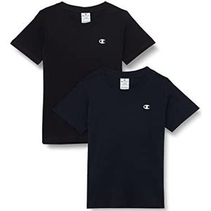 Champion Legacy American Classics-C-Logo S/S Pack T-shirt, zwart/marineblauw, 5-6 jaar (2-pack) meisjes en meisjes