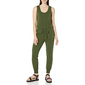 Amazon Essentials Damesjumpsuit van badstof fleece (verkrijgbaar in grote maten), donker olijf, S