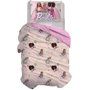 hermet Barbie, dekbedovertrek voor eenpersoonsbed, roze, slaapzak + kussensloop, 100% katoen, set voor kinderkamer, officieel product
