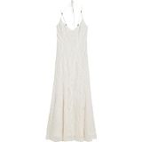 Jurk - Effen - Kant - Parels - V-hals - Mouwloos - Lang