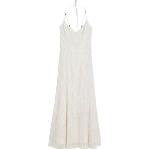 Jurk - Effen - Kant - Parels - V-hals - Mouwloos - Lang