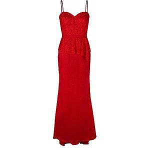 APART Fashion Dames bustier jurk 68103, maxi, effen, rood, 36