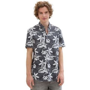 TOM TAILOR Denim heren overhemd, 35502 - Grijs Wit Tropical Print, XS