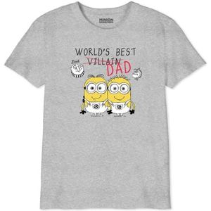Minion Mosters World's Best Dad Sketech BOUTMINTS023 T-shirt voor jongens, grijs gemêleerd, maat 10 jaar, Grijs Melange, 10 Jaar
