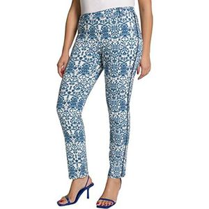 Ulla Popken Dames bengalinbroek Sarah, bedrukt, smalle pijpen, hoge taille, sneeuwwit, 44