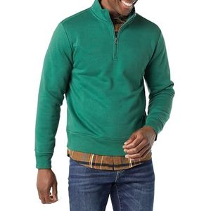 Amazon Essentials Men's Fleecesweatshirt met lange mouwen en kwartrits, Groen, S