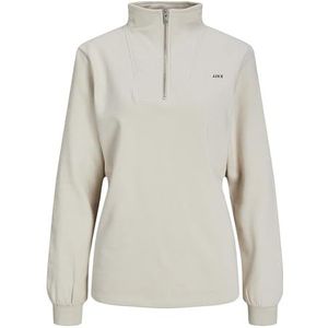 Jack & Jones Jxabbie RLX Ls Half Zip Sweat SWT Noos, Moonbeam/print: zwart Jjxx logo, S