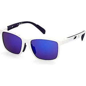 adidas Sport SP0035 zonnebril voor heren, dunne en lichte sportzonnebril, vorm van de lens navigator, Wit, Lenti Viola