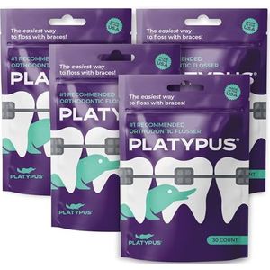 Platypus Flossers for Use with Braces, to Keep Teeth and Gums Clean and Healthy, Suitable for On the Go, 30 Flossers x 4