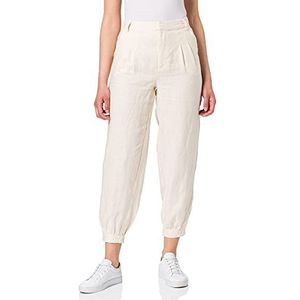 NA-KD Linnen broek met ballonpijpen voor dames, Licht Beige, 32
