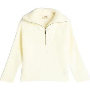 Koton Girls's Sweaters Long Sleeve High Neck Half Zip Soft Touch Sweater, ecru(010), 6-7 Jaar