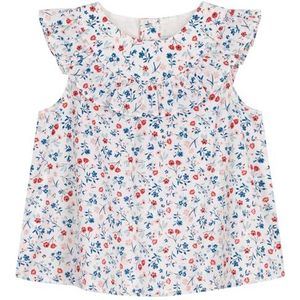 Petit Bateau Mouwloze blouse voor babymeisjes, wit/meerkleurig., 3 Jaren