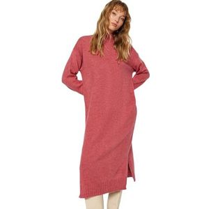 Trendyol FeMan Design Shift oversized gebreide jurk, gedroogde roze, M, Gedroogde roos, M
