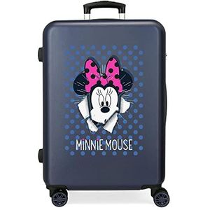 Disney Minnie Sunny Day Middelgrote koffer, blauw, 48 x 68 x 26 cm, harde schaal, ABS, combinatieslot, 70 l, 3,7 kg, 4 dubbele wielen