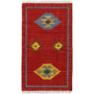 HAMID - Kilim Lori tapijt met oosters design, 100% wol, kilim tapijt, handgeweven, haltapijt, woonkamer, slaapkamer, woonkamer, entree (D.3, 110 x 60 cm)