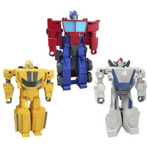 Transformers-speelgoed 1-Step Flip Heroes, 3-pack, Wheeljack, Bumblebee en Optimus Prime-actiefiguren van 10 cm