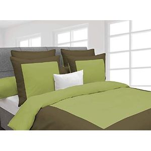Heckett Lane Lina Duvet Cover, 100% Percal Cotton, Green Oasis/Burnt Olive, 140 x 220 Cm, 1.0 Pieces