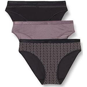 DIM Dames Les Pockets Coton Confortable Slips (Pack van 3), Lot Noir Logo, XXL