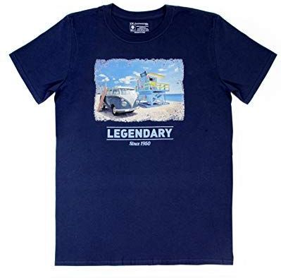 BRISA VW Collection Volkswagen T1 Bus Transporter T-shirt Uniseks (M) - Beachlife/Blauw