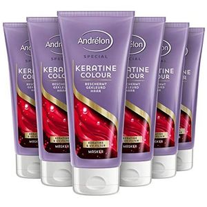 Andrelon Haarmasker - Keratine Colour - bescherming van gekleurd haar - 6 stuks (6 x 180 ml)