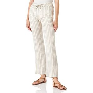 TOM TAILOR Dames Linnen stoffen broek met strepen 1033468, 29553 - Beige Drawn Vertical Stripe, 40W / 32L