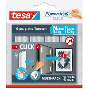 tesa - Powerstrips CLICK - Plakband - Transparant - Inhoud: 14 Paar
