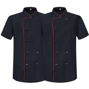 MISEMIYA - Pak 2 stuks - koksjas voor heren - chef-jas voor heren - uniform hosteleria - Ref.2-8421B, zwart 21, 3XL