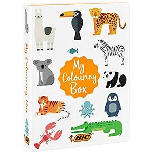 BIC Kids Pennenset: 36 stickers, 18 kleurpotloden, 12 viltstiften, 1 kleurboek & 6 glitterlijm, My Colouring Box