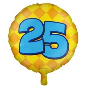 PD-Party 7042122 Gelukkig Folie Ballonnen Happy Balloons Viering Feest Decoraties - 25 Jaren, Goud/Geel, 46cm Lengte x 46cm Breedte x 46cm Hoogte