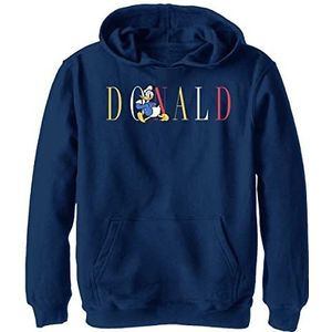 Disney Characters Duck Fashion Boy's Hooded Pullover Fleece, Navy Blue Heather, Small, Heather Navy, S