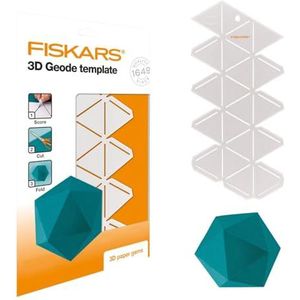 Fiskars 3D-vormen van papier, geode-sjablonen, voor het maken van 3D-vormen, kunststof, wit, 1059566